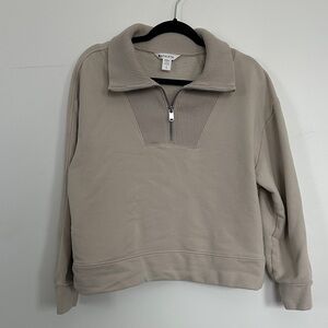 AthletaTaupe Quarter-Zip Sweatshirt
